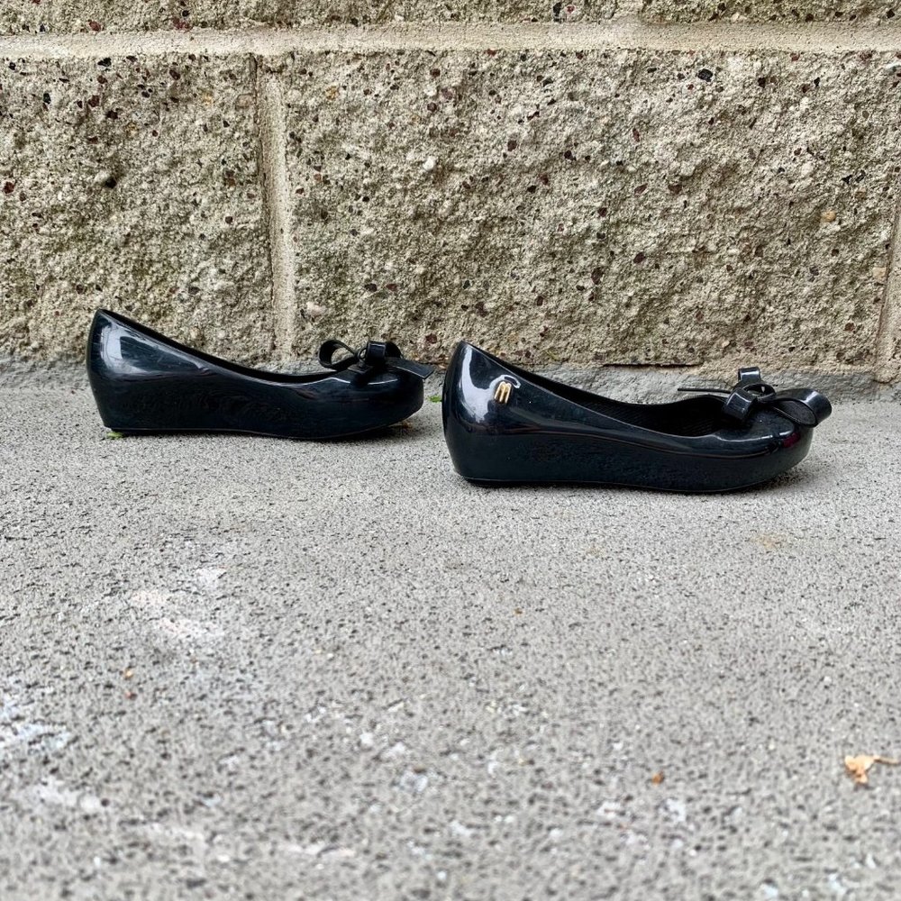 MEL By MELISSA Girls Ultra Girl Bow Shoes 12 Black Slip On Jelly Wedge Shoe Girl - Picture 4 of 9